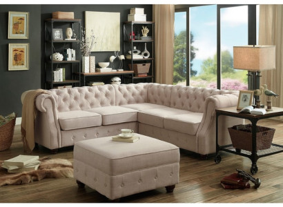 Chesterfield Couch Polster Sofas Klassischer Textil Schaffhau Dekor Ecksofa